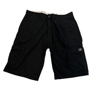 Vintage Y2K Akademiks Cargo Short Mens 40 Black Pockets Logo 13"‎ Inseam